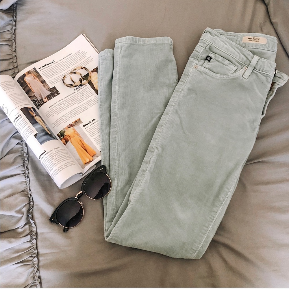 Mint colored corduroy AG pants